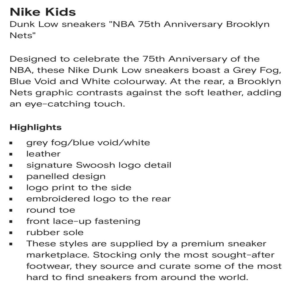 NIKE DUNK LOW SNEAKERS NBA 75TH ANNIVERSARY BROOKLYN NETS SHOES.SIZE 4.5 Y - Picture 12 of 12